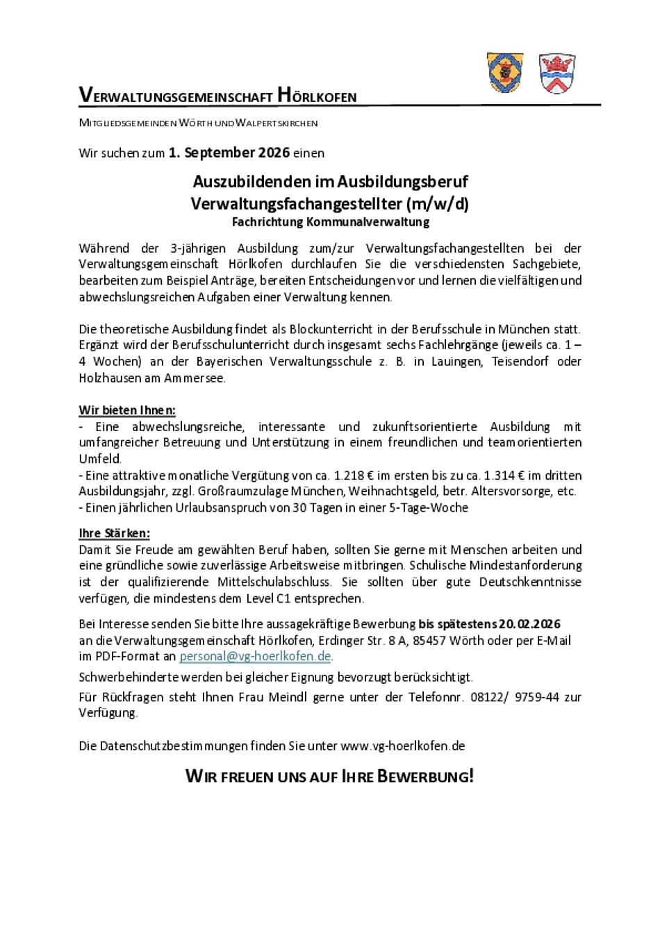 Stellenanzeige Azubi